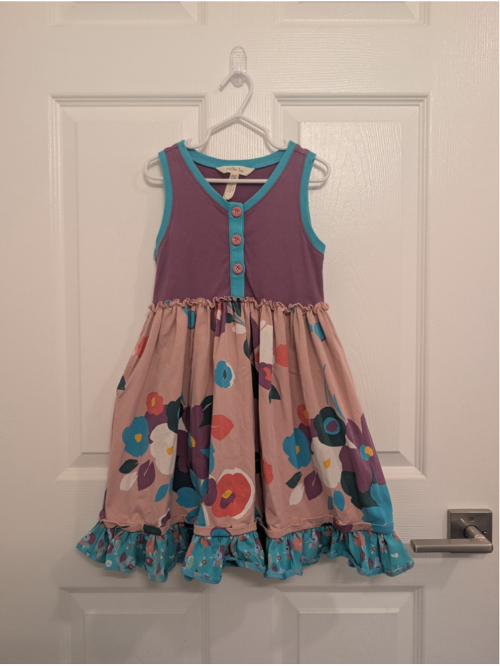 Girls Matilda Jane Floral Dress with Pockets Size 6 Pink Purple Blue Cotton